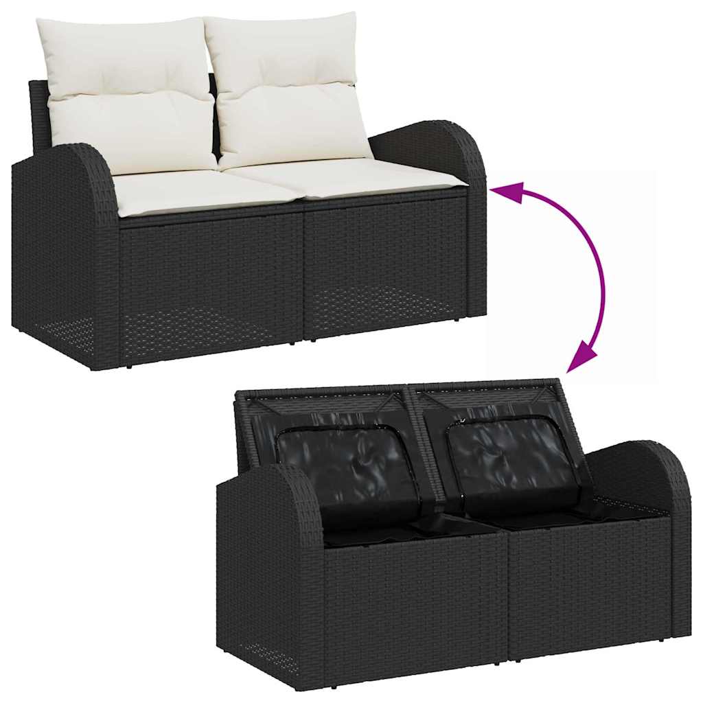 Set Divano da Giardino 13 pcs Nero e Crema 90 x 55 x 71 cm