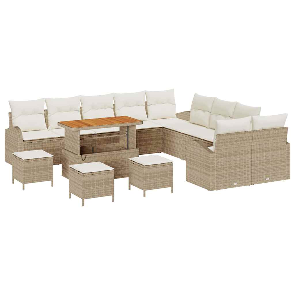 Set Divano da Giardino 14 pcs Beige e Crema 110 x 55 x 71 cm