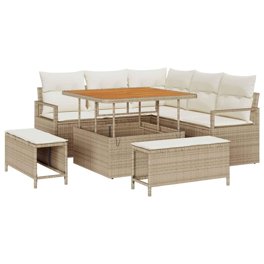 Set Divano da Giardino 8 pcs Beige e Crema 100 x 100 x 71 cm
