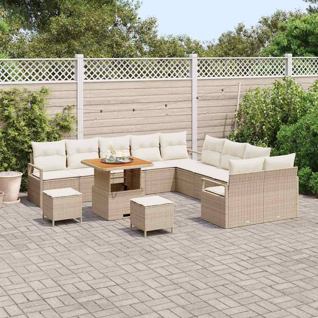 Set Divano da Giardino 13 pcs Beige e Crema 80 x 80 x 71 cm