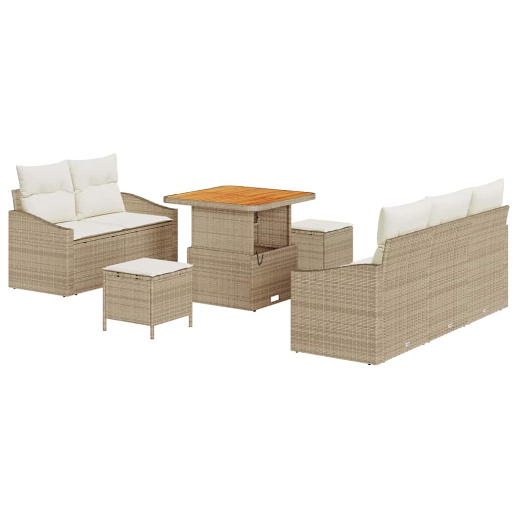 Set Divano da Giardino 8 pcs Beige e Crema 80 x 80 x 71 cm