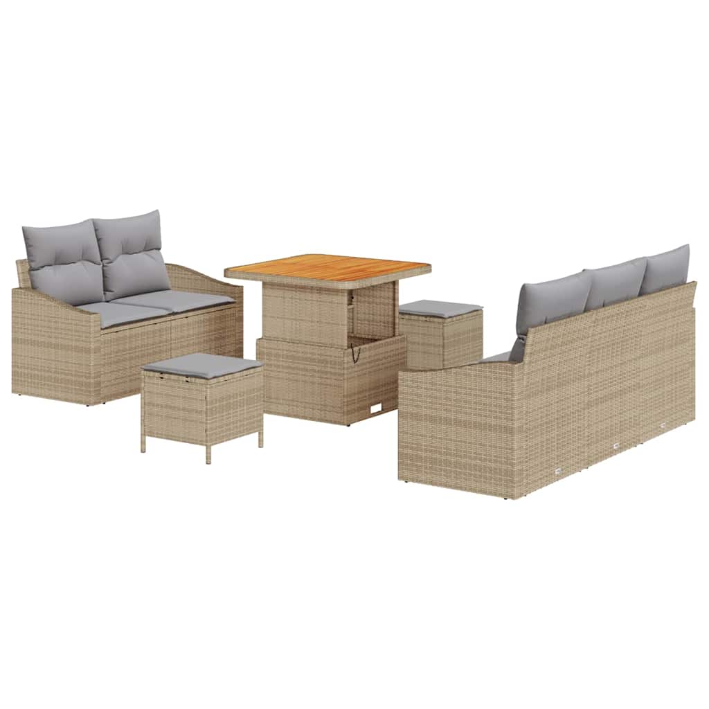 Set Divano da Giardino con cuscino 8 pcs Beige e Grigio Chiaro