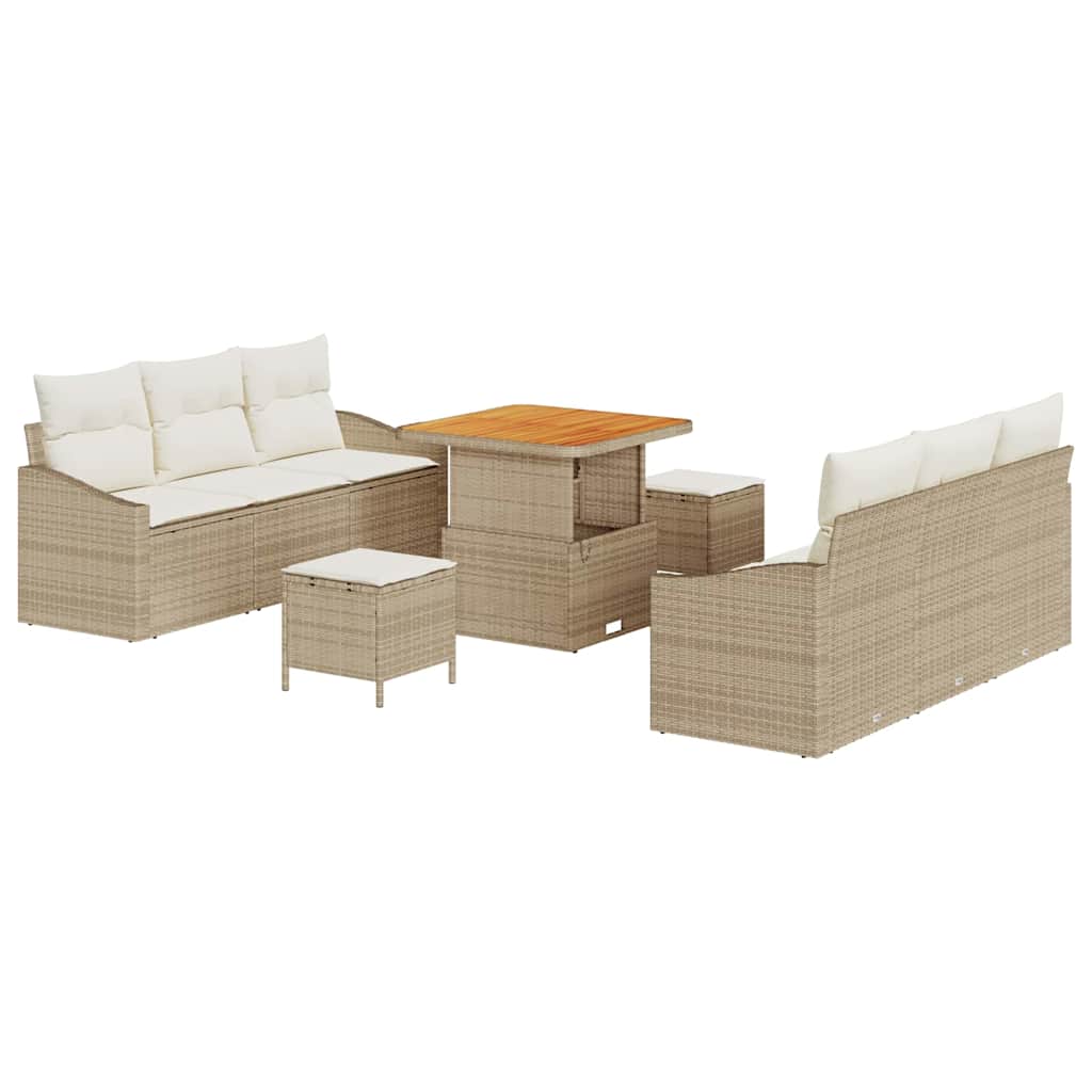Set Divano da Giardino 9 pcs Beige e Crema 80 x 80 x 71 cm