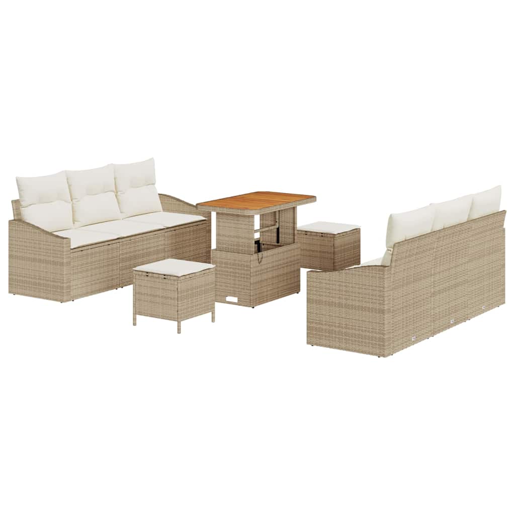 Set Divano da Giardino 9 pcs Beige e Crema 90 x 55 x 71 cm