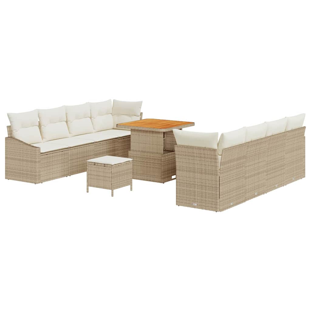 Set Divano da Giardino 11 pcs Beige e Crema 80 x 80 x 71 cm