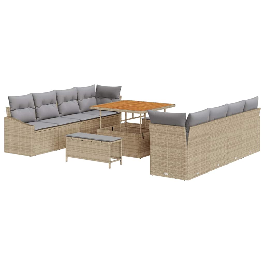 Set Divano da Giardino con cuscino 11 pcs Beige e Grigio Chiaro