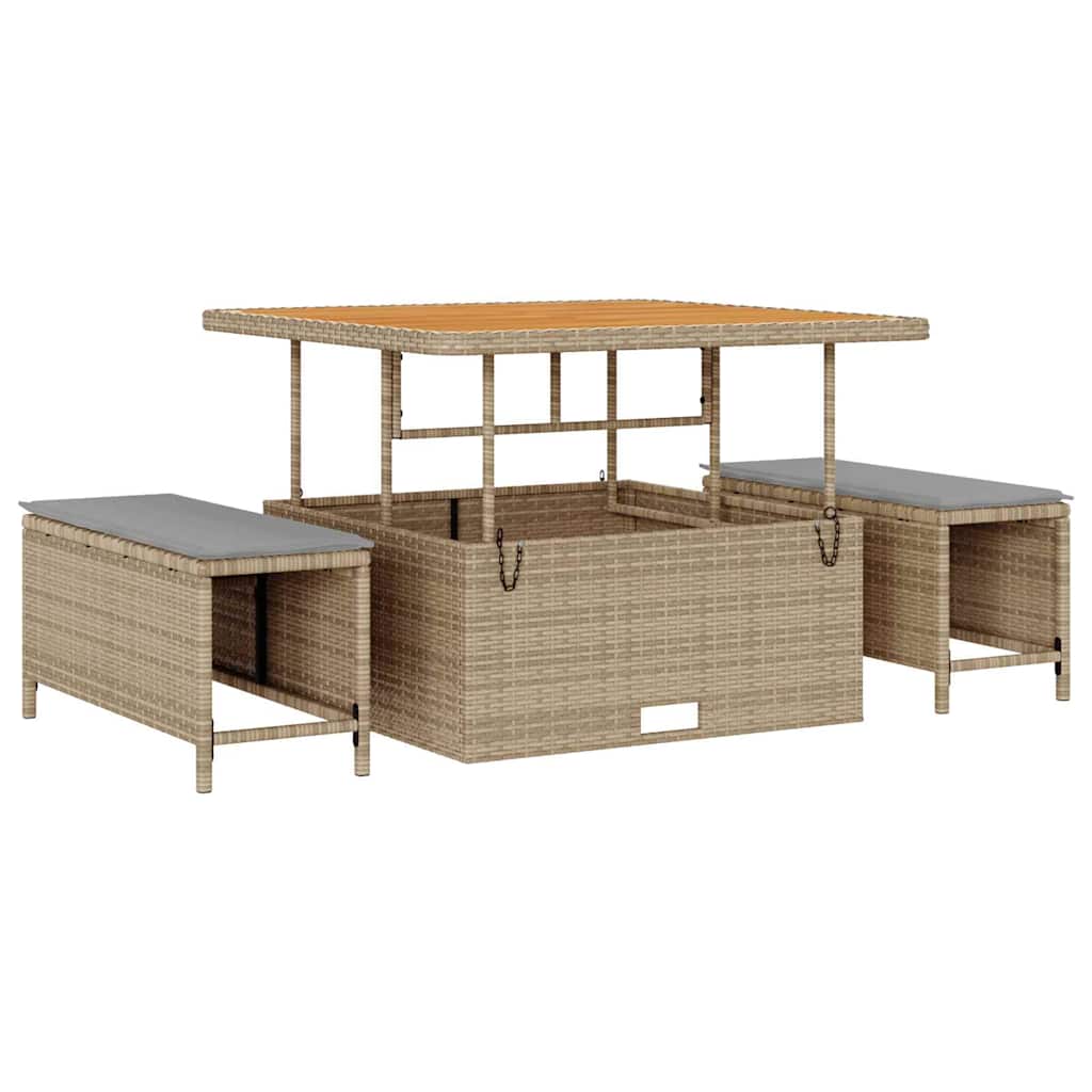 Set Divano da Giardino con cuscino 11 pcs Beige e Grigio Chiaro