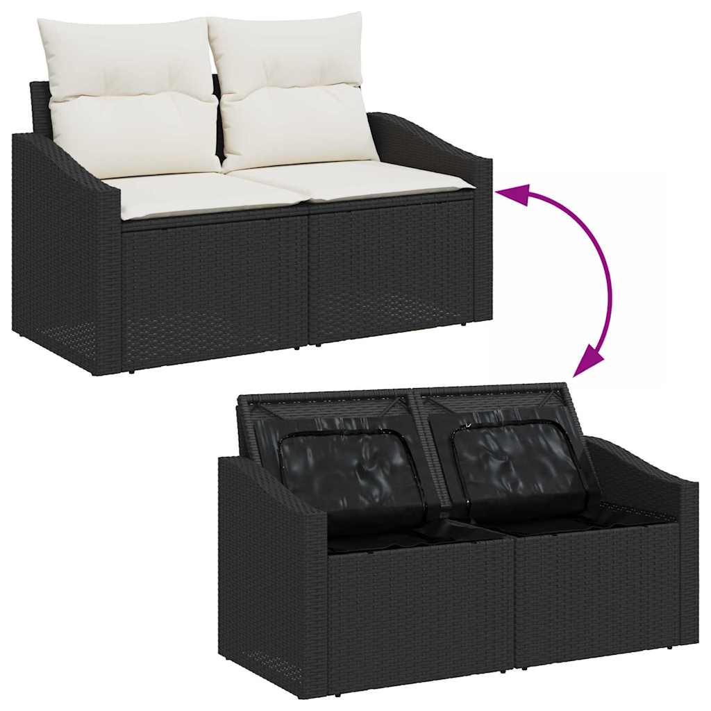 Set Divano da Giardino 8 pz 7-Numero di posti Nero Poly Rattan | homemem39