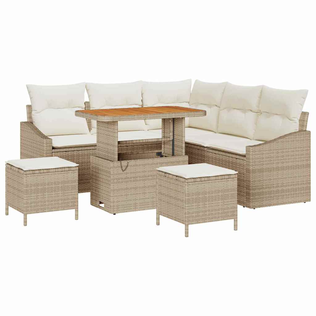 Set Divano da Giardino 8 pcs Beige e Crema 90 x 55 x 71 cm