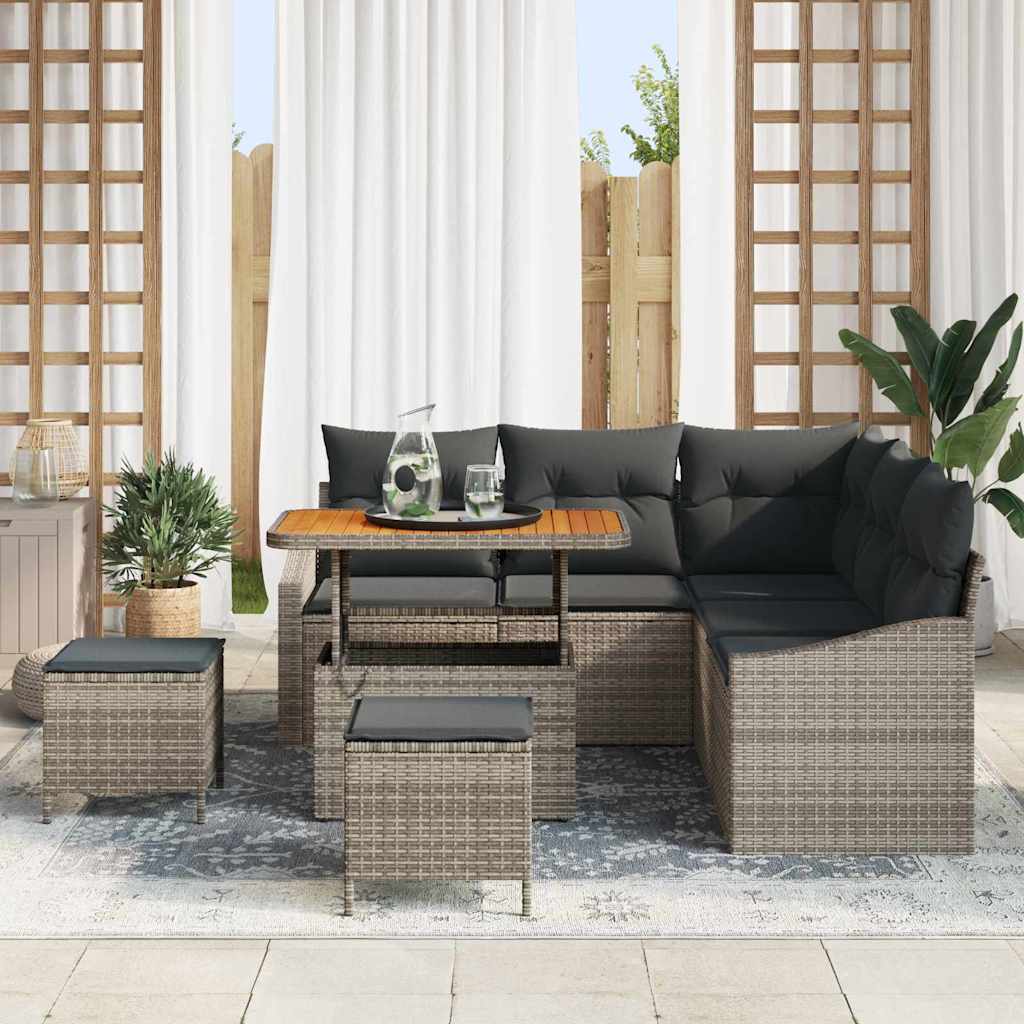 Set Divano da Giardino con cuscino 8 pcs Grigio 90 x 55 x 71 cm