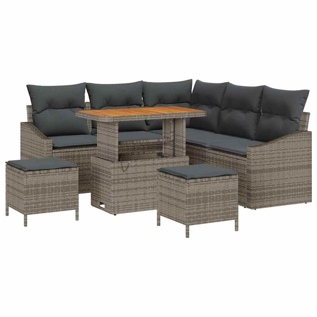 Set Divano da Giardino con cuscino 8 pcs Grigio 90 x 55 x 71 cm