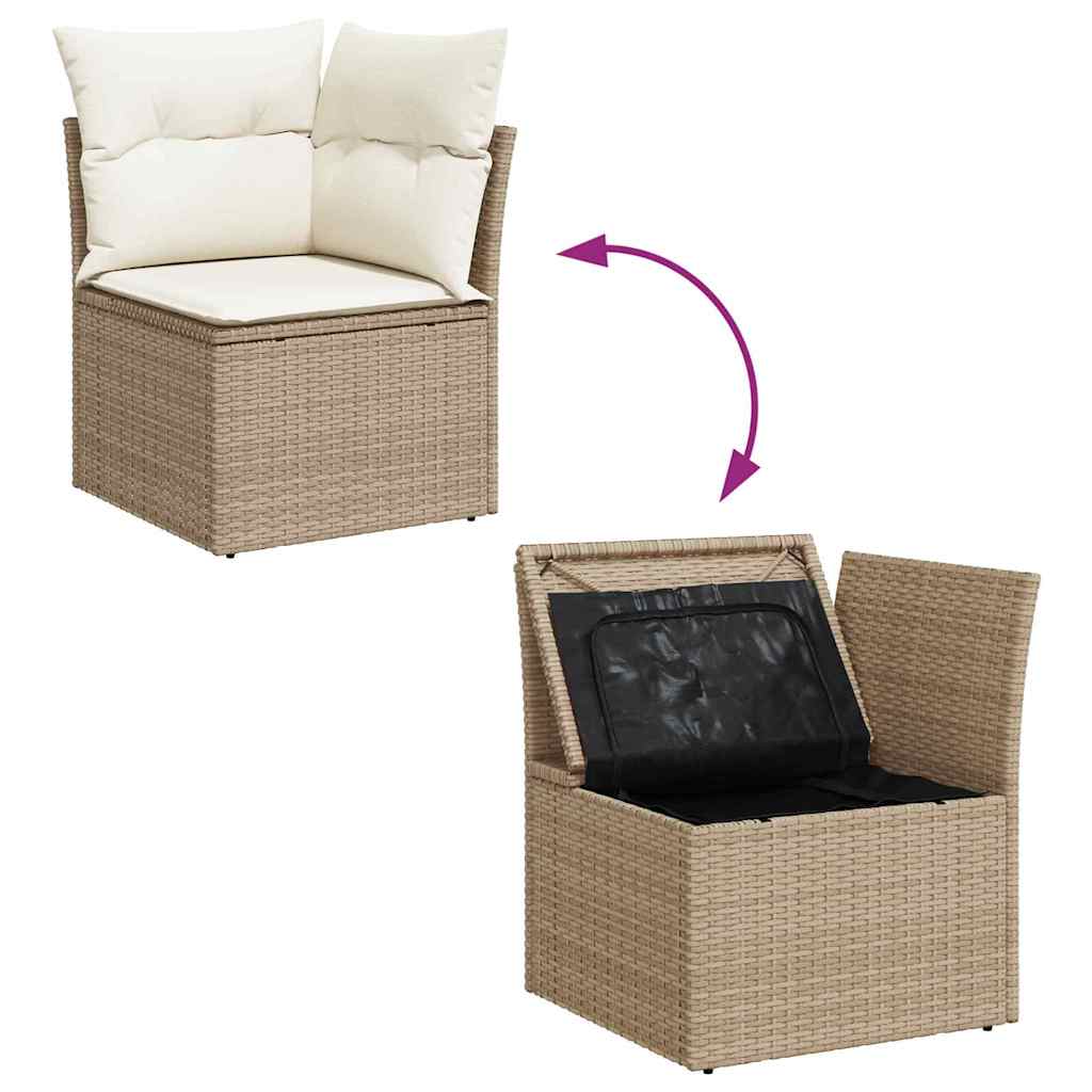 Set Divano da Giardino 9 pcs Beige e Crema 110 x 55 x 71 cm