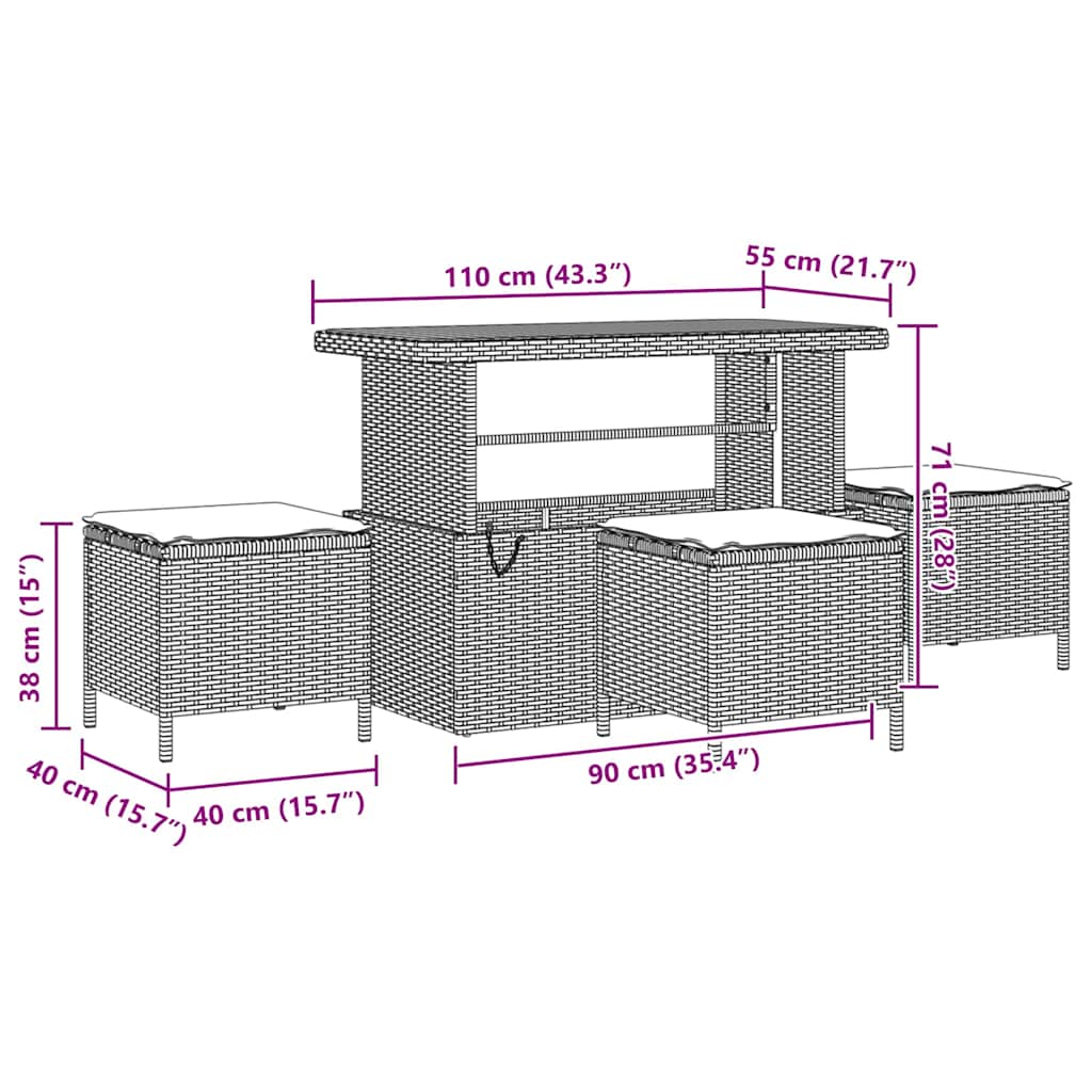 Set Divano da Giardino 9 pcs Beige e Crema 110 x 55 x 71 cm
