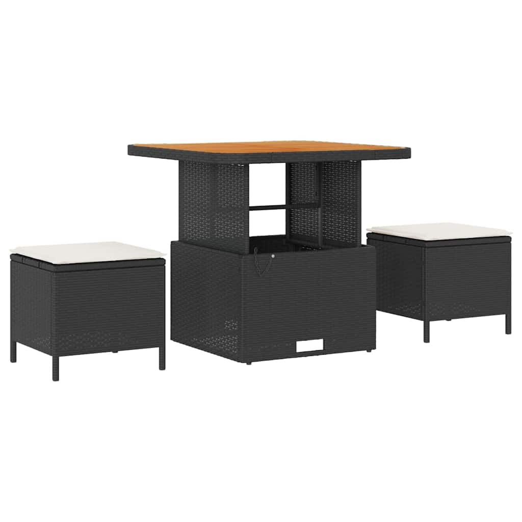 Set Divano da Giardino 9 pcs Nero e Crema 80 x 80 x 71 cm