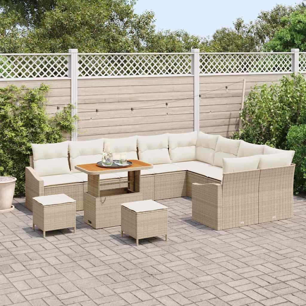 Set Divano da Giardino 12 pcs Beige e Crema 90 x 55 x 71 cm