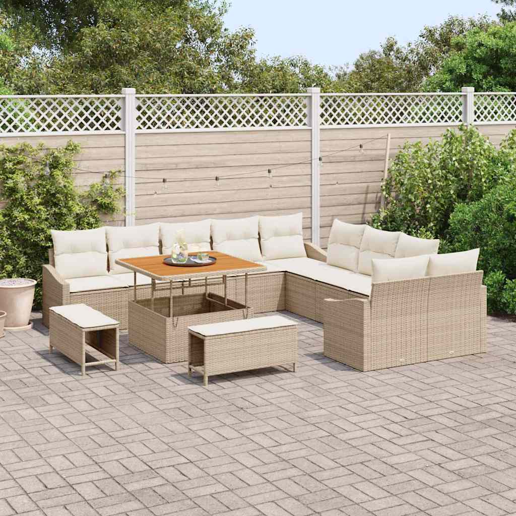 Set Divano da Giardino 13 pcs Beige e Crema 100 x 100 x 71 cm