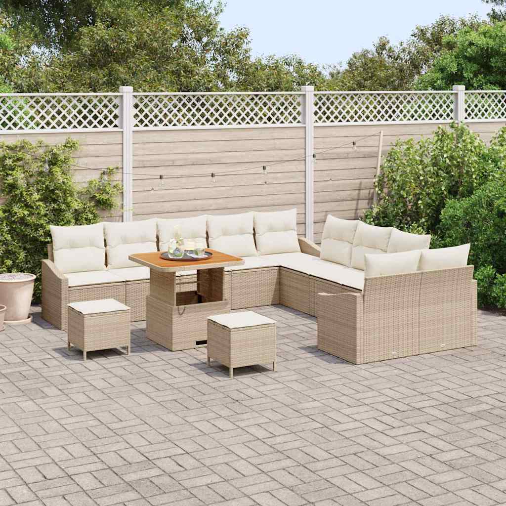 Set Divano da Giardino 13 pcs Beige e Crema 100 x 100 x 71 cm