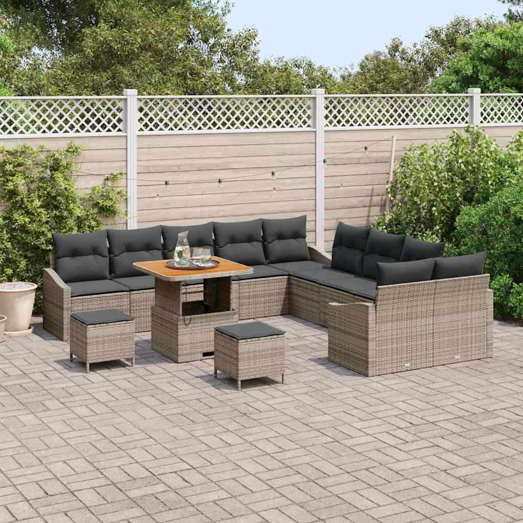 Set Divano da Giardino 13 pcs Grigio chiaro e grigio scuro
