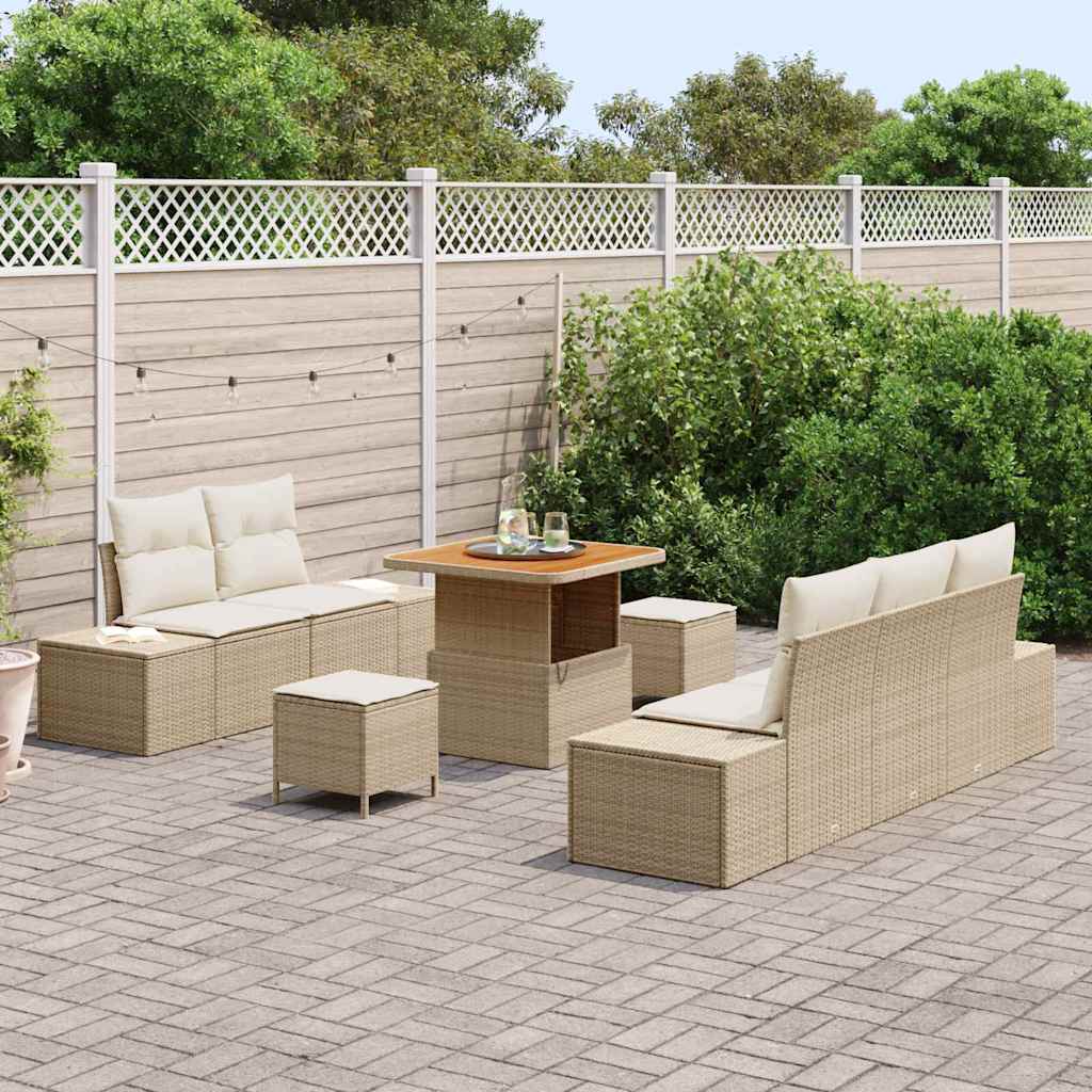 Set Divano da Giardino 8 pcs Beige e Crema 80 x 80 x 71 cm