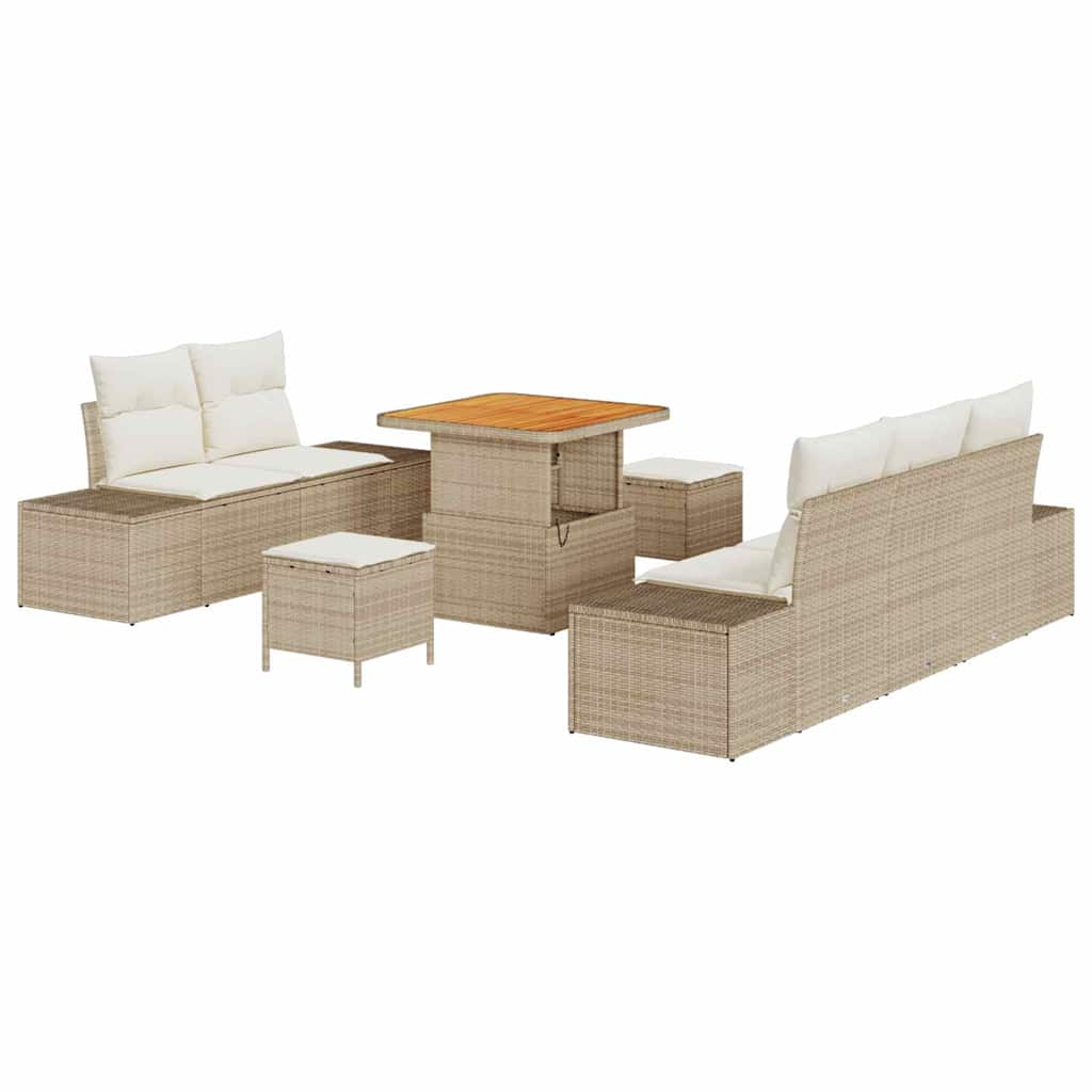 Set Divano da Giardino 8 pcs Beige e Crema 80 x 80 x 71 cm