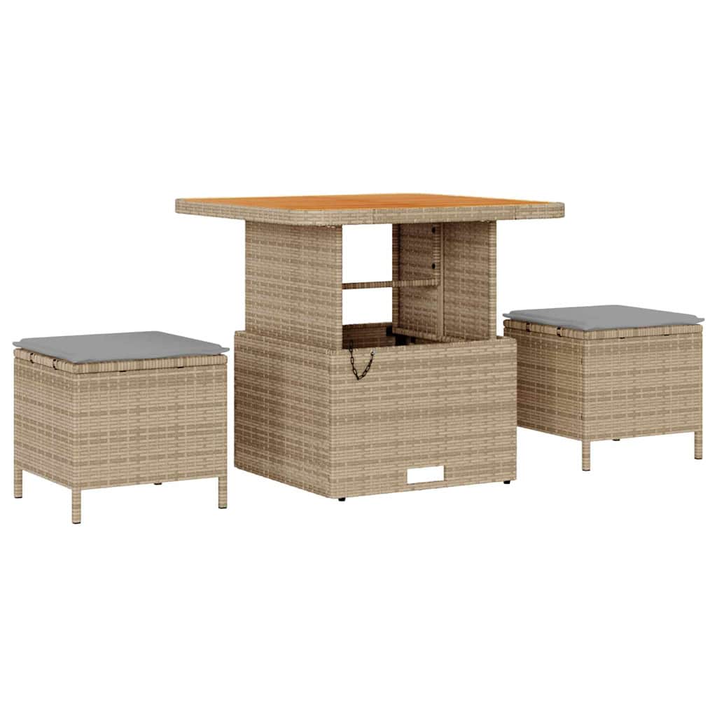 Set Divano da Giardino con cuscino 9 pcs Beige e Grigio Chiaro