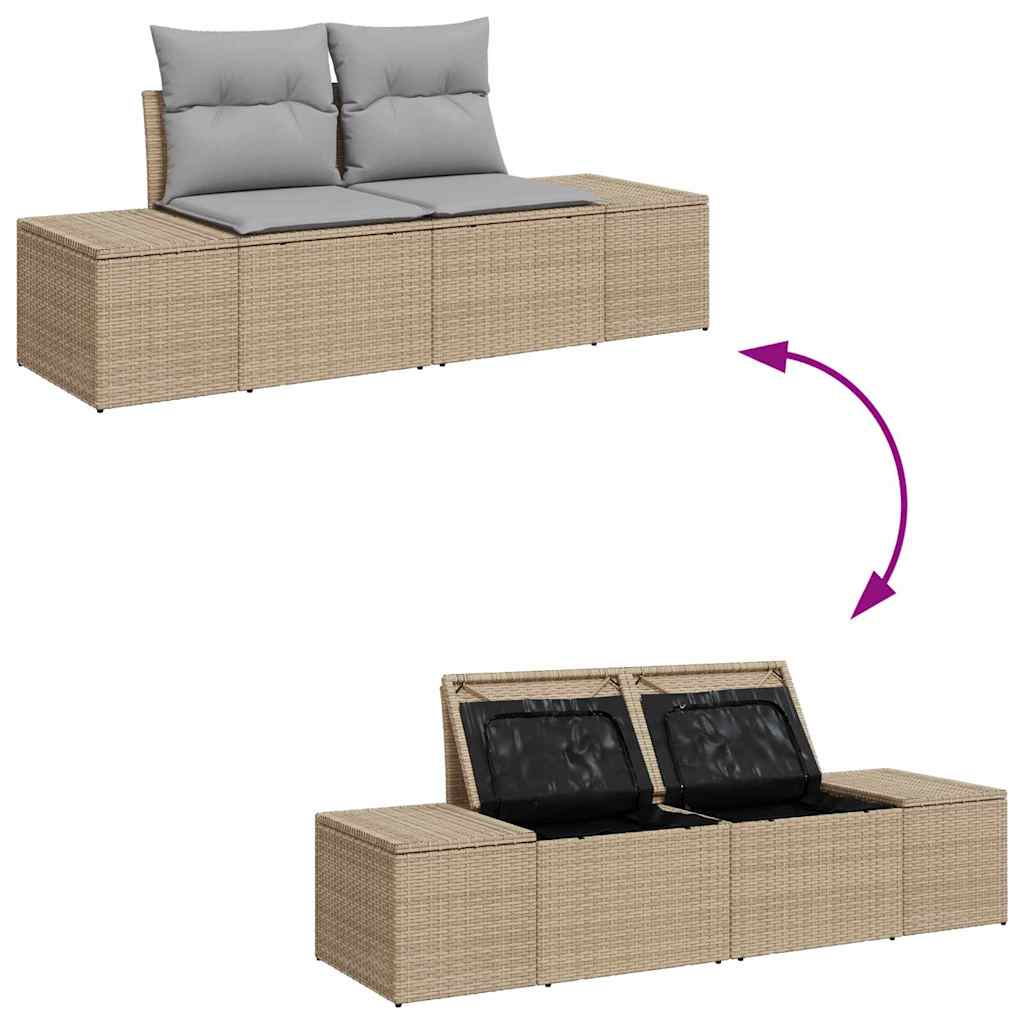 Set Divano da Giardino con cuscino 9 pcs Beige e Grigio Chiaro