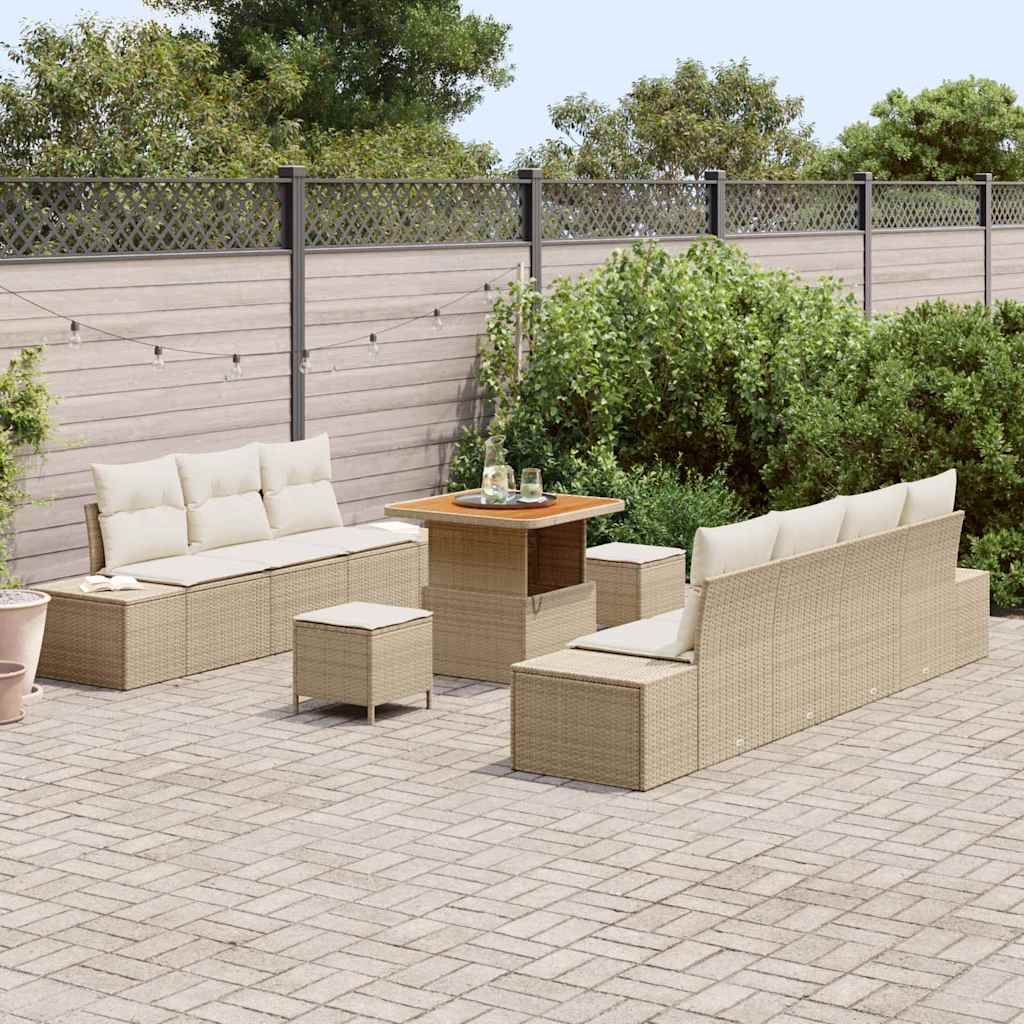 Set Divano da Giardino 10 pcs Beige e Crema 80 x 80 x 71 cm