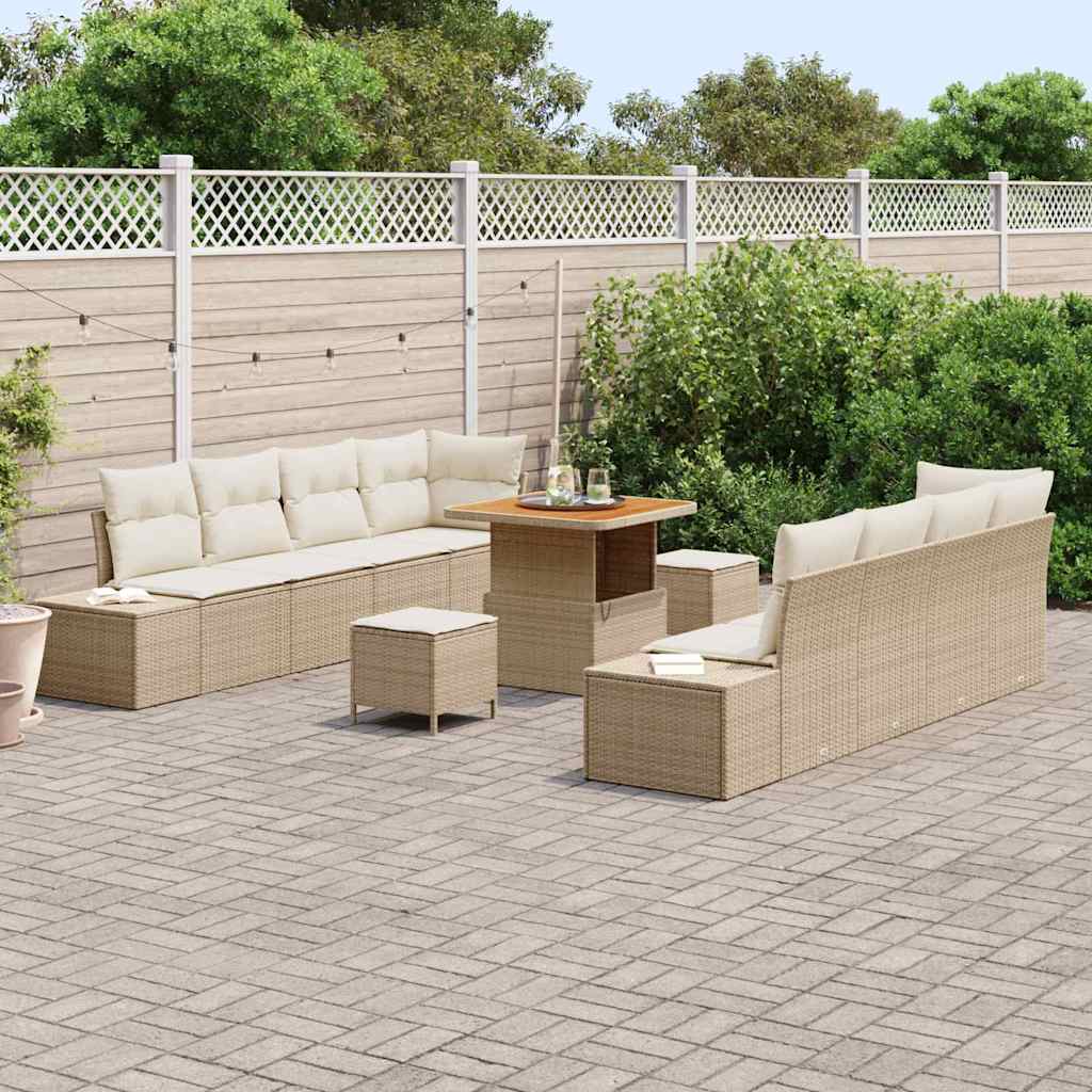 Set Divano da Giardino 11 pcs Beige e Crema 80 x 80 x 71 cm