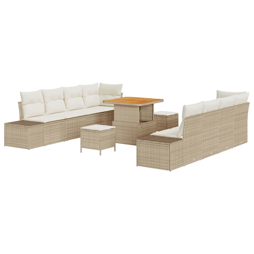 Set Divano da Giardino 11 pcs Beige e Crema 80 x 80 x 71 cm