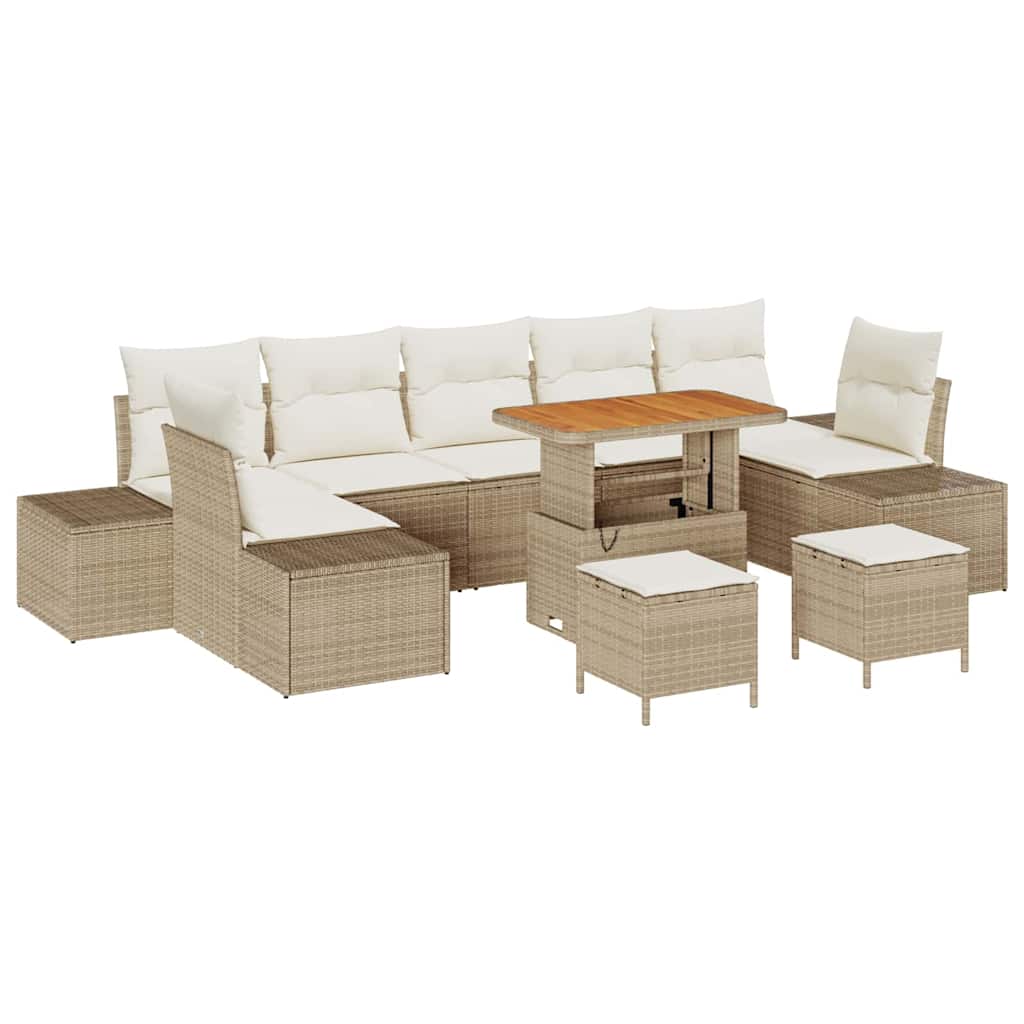 Set Divano da Giardino 10 pcs Beige e Crema 90 x 55 x 71 cm
