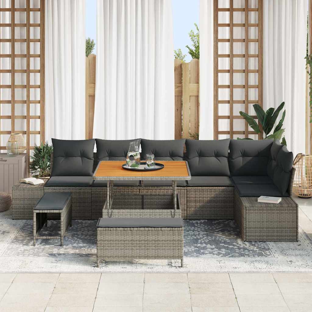 Set Divano da Giardino 9 pcs Grigio chiaro e grigio scuro