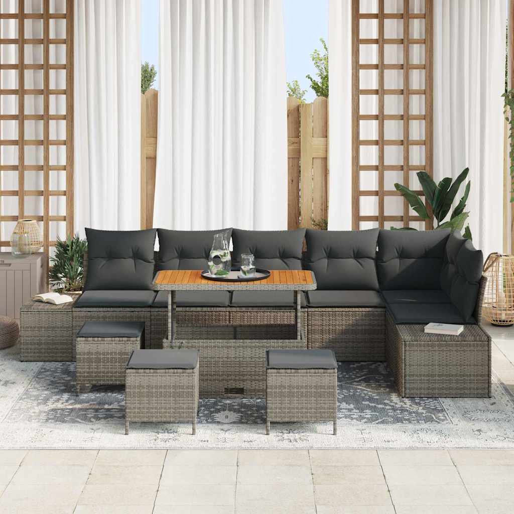 Set Divano da Giardino 9 pcs Grigio chiaro e grigio scuro
