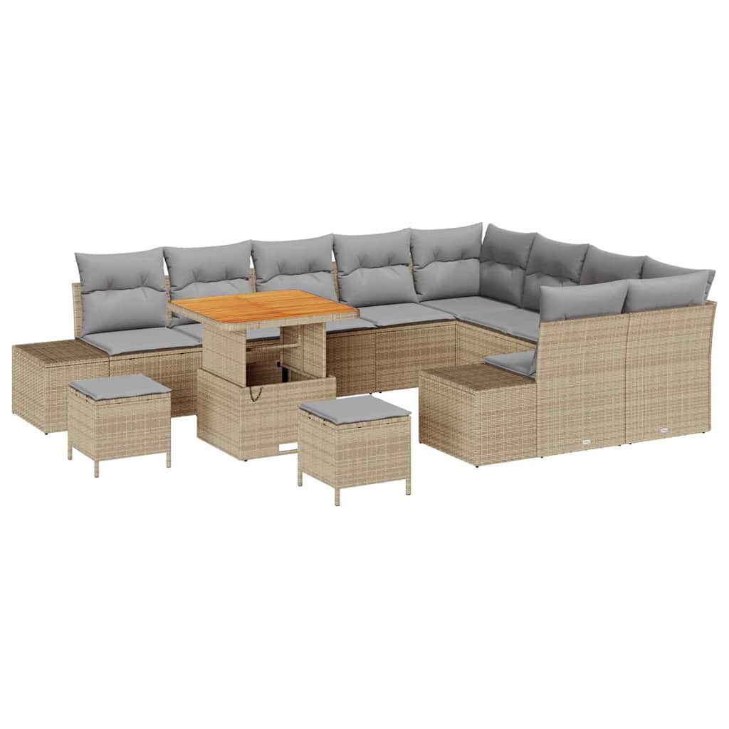 Set Divano da Giardino con cuscino 12 pcs Beige e Grigio Chiaro