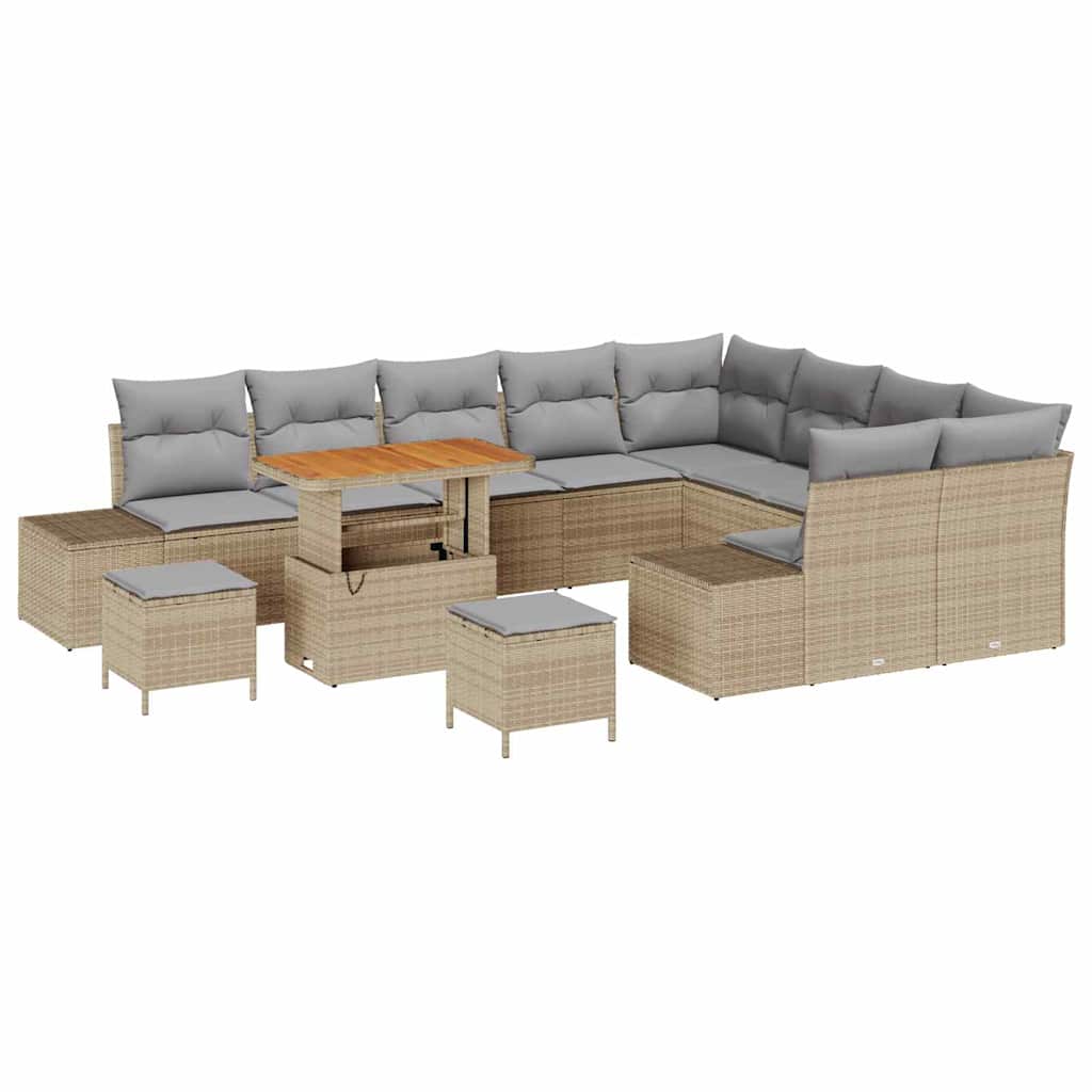 Set Divano da Giardino con cuscino 12 pcs Beige e Grigio Chiaro