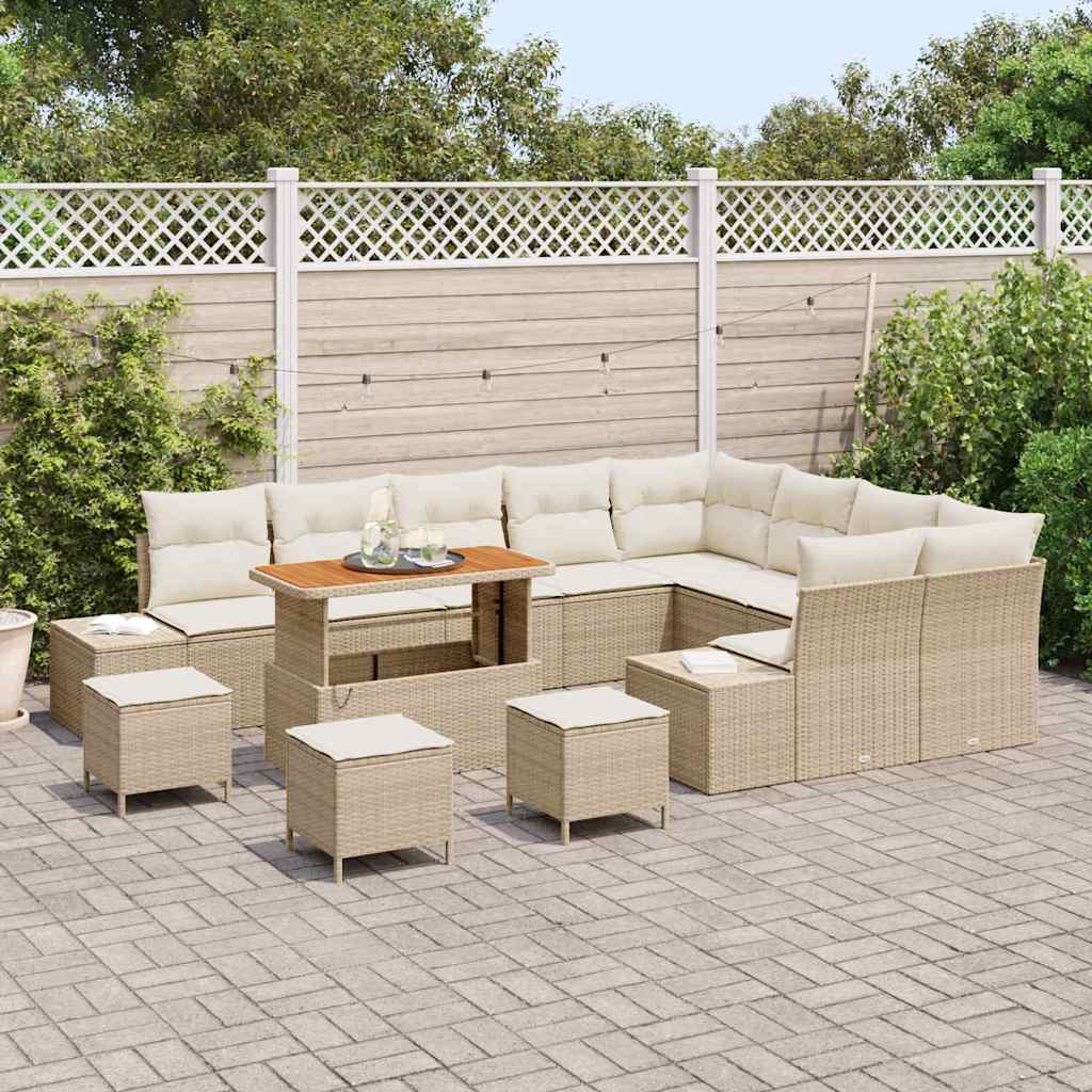 Set Divano da Giardino 12 pcs Beige e Crema 110 x 55 x 71 cm