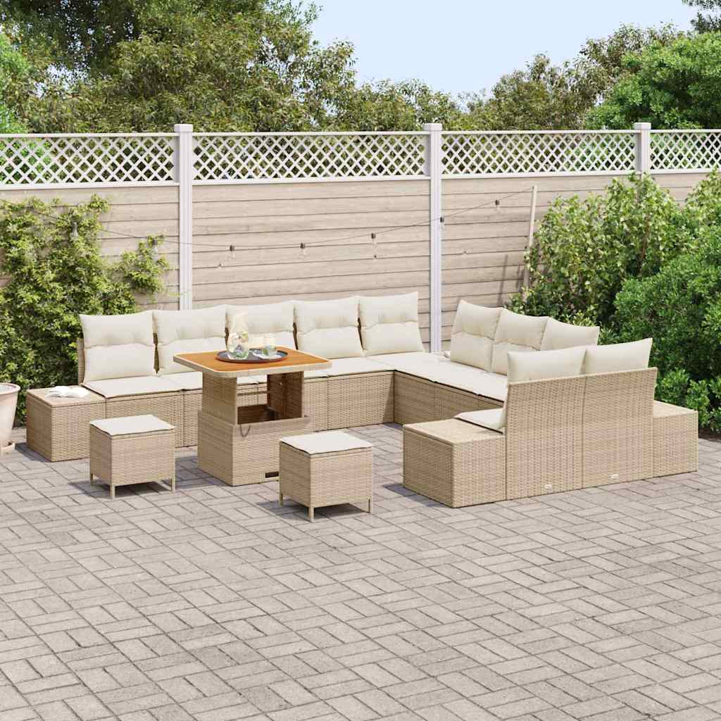 Set Divano da Giardino 13 pcs Beige e Crema 80 x 80 x 71 cm