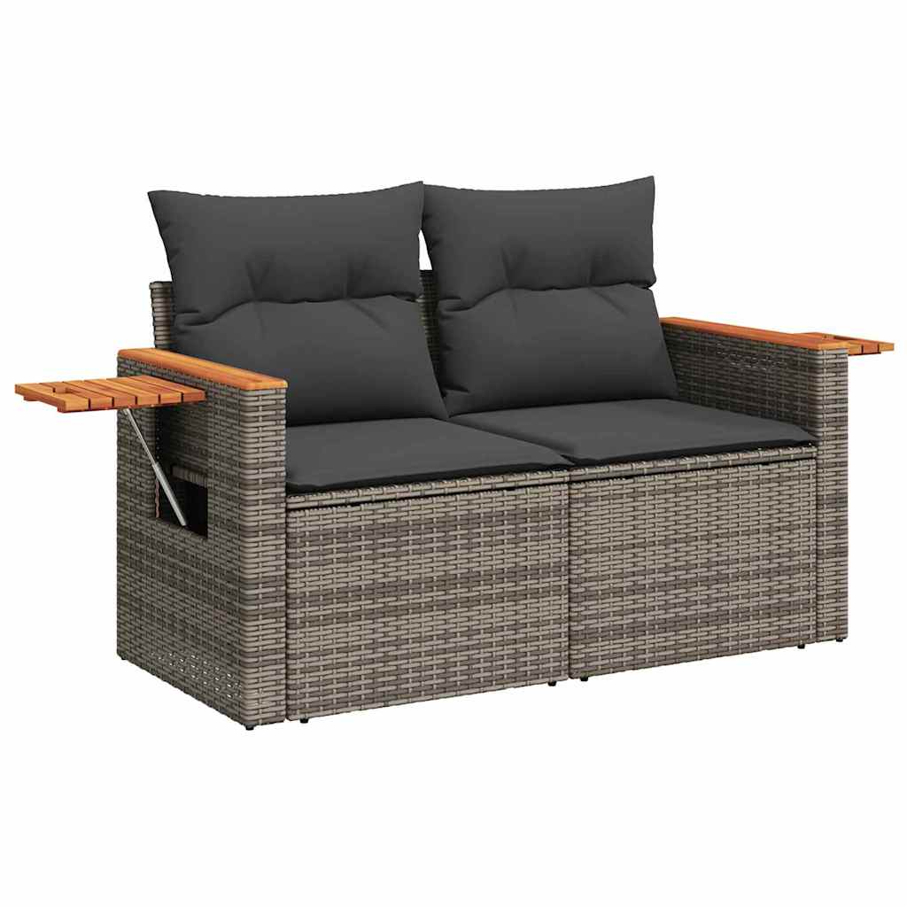 Set Divano da Giardino con cuscino 10 pcs Grigio Poly Rattan