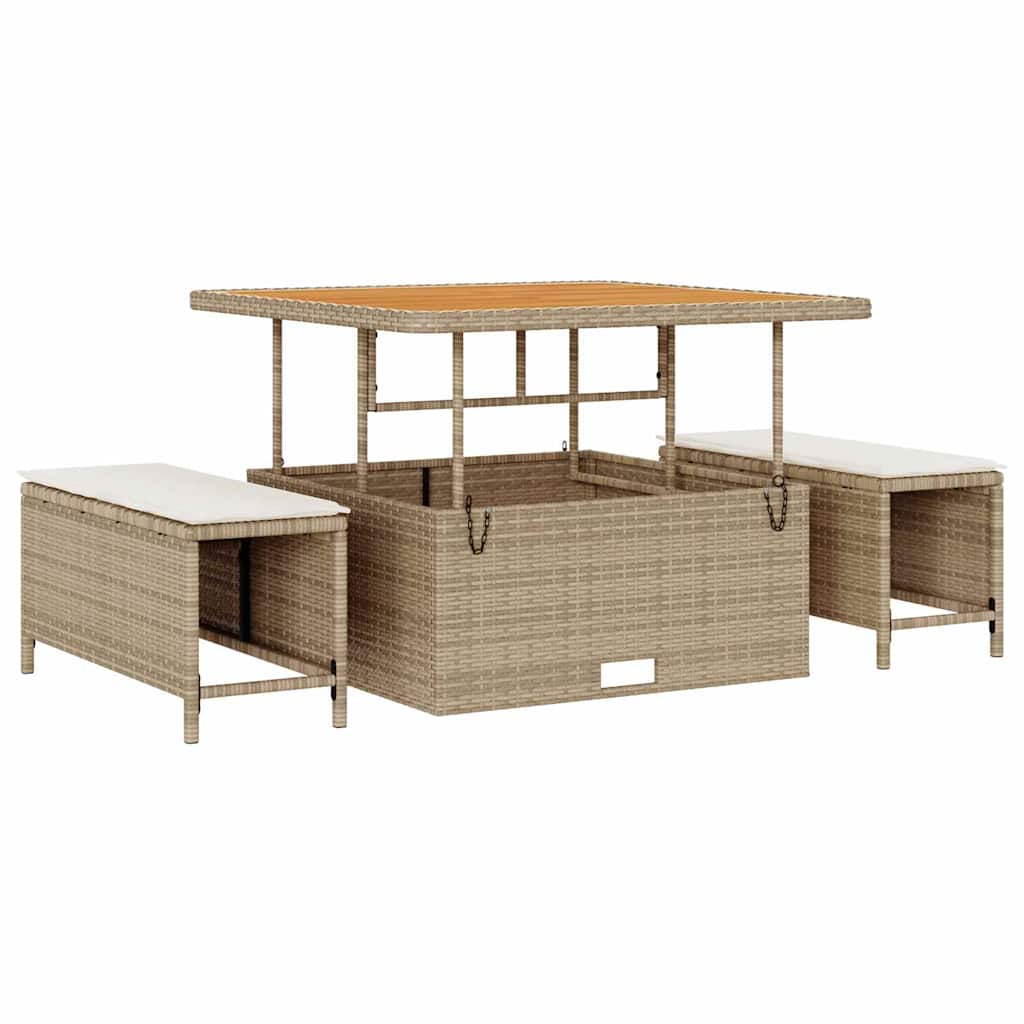 Set Divano da Giardino con cuscino 11 pcs Beige Poly Rattan