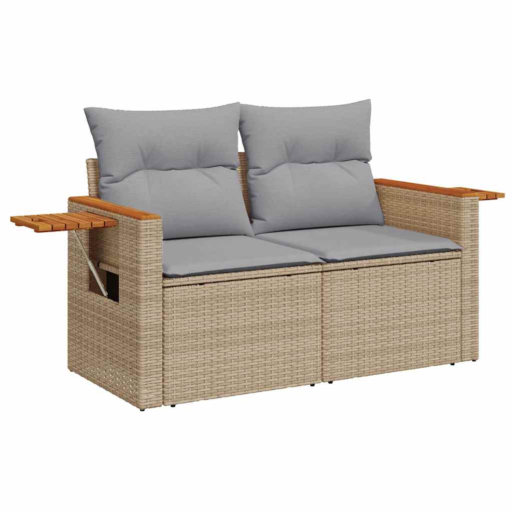 Set Divano da Giardino con cuscino 11 pcs Beige Poly Rattan