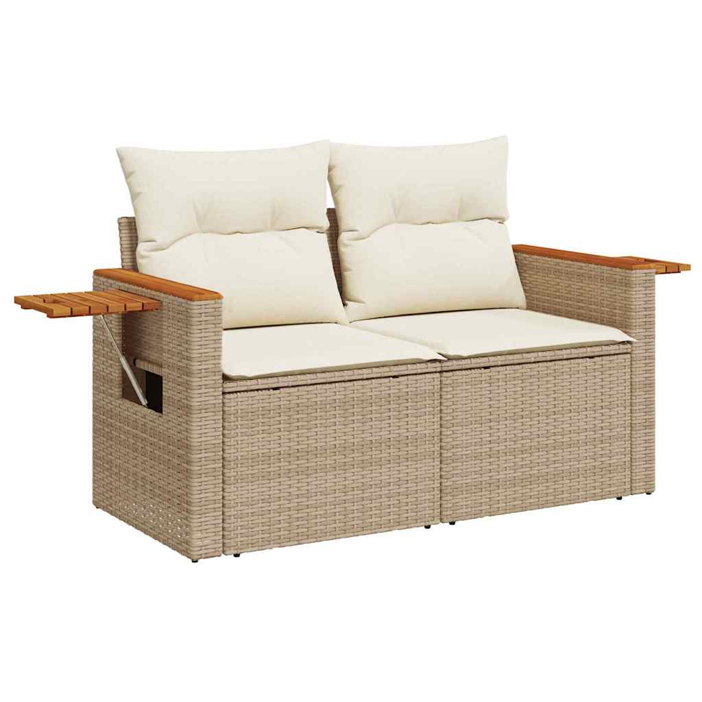 Set Divano da Giardino con cuscino 12 pcs Beige Poly Rattan