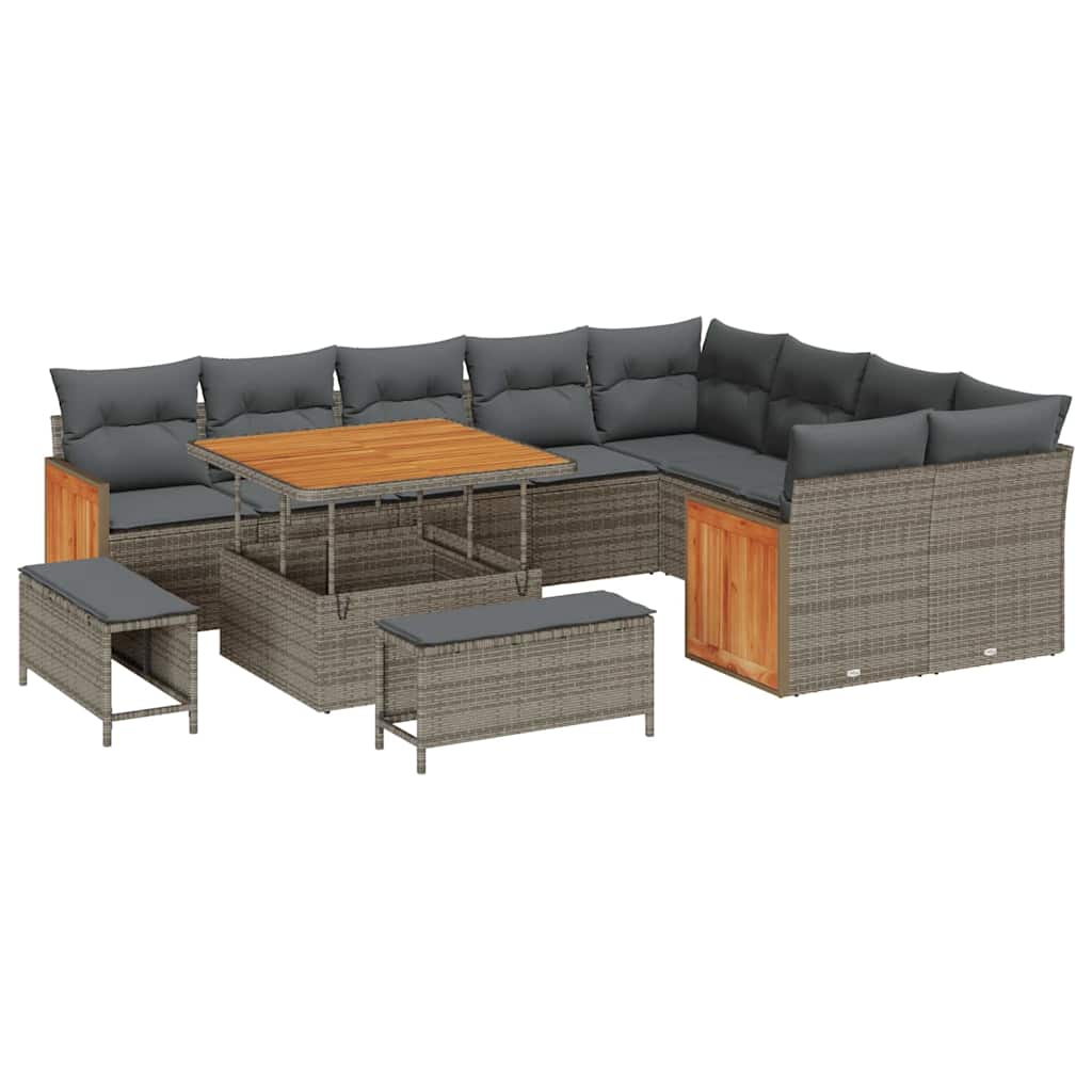 Set Divano da Giardino 12 pcs Grigio Grigio scuro