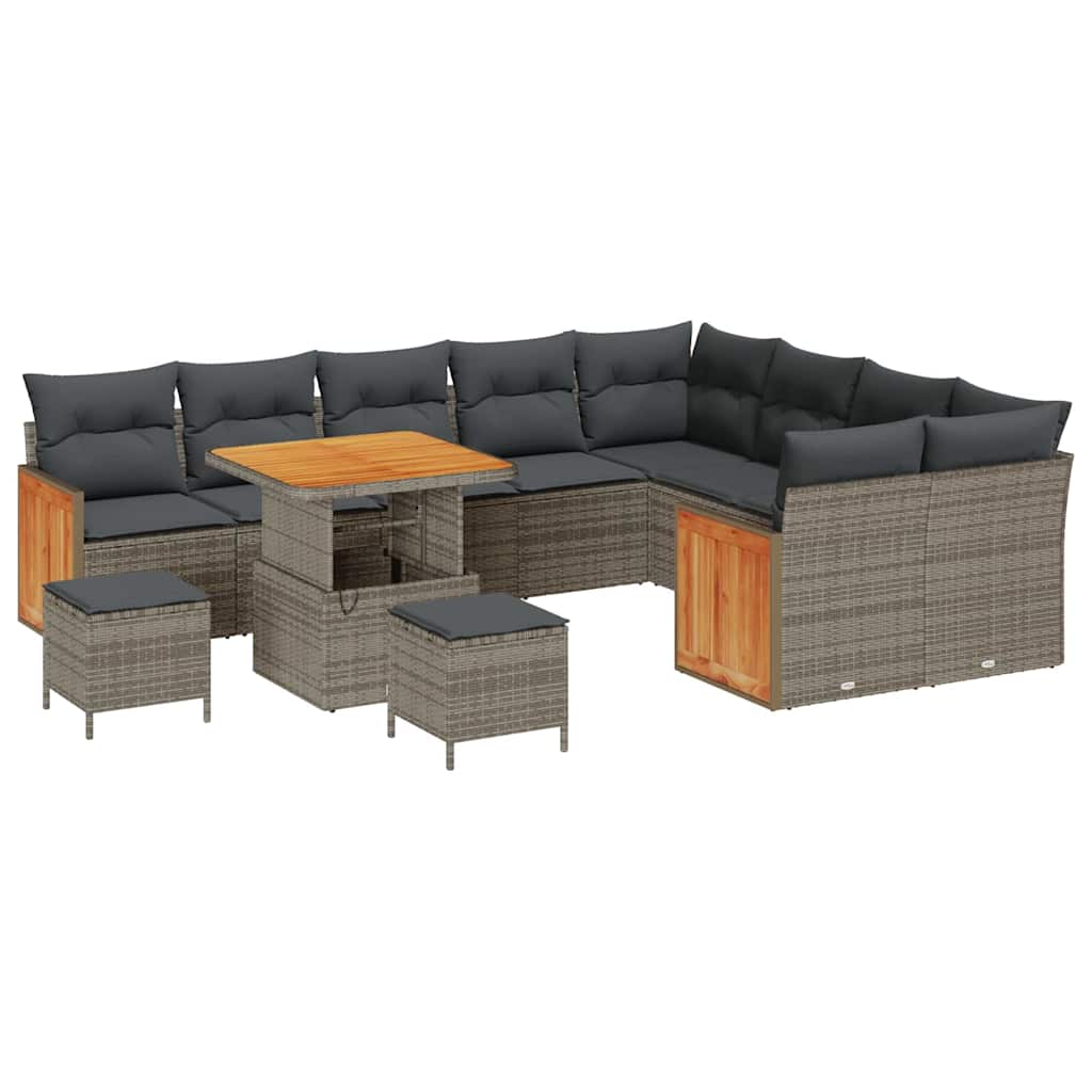 Set Divano da Giardino 12 pcs Grigio Grigio scuro