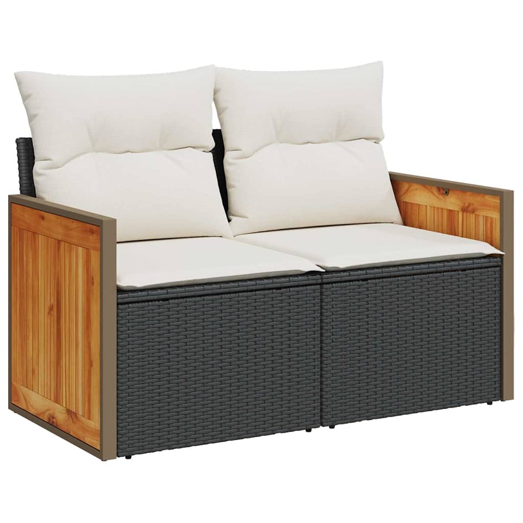 Set Divano da Giardino 13 pcs Nero e Crema 80 x 80 x 71 cm