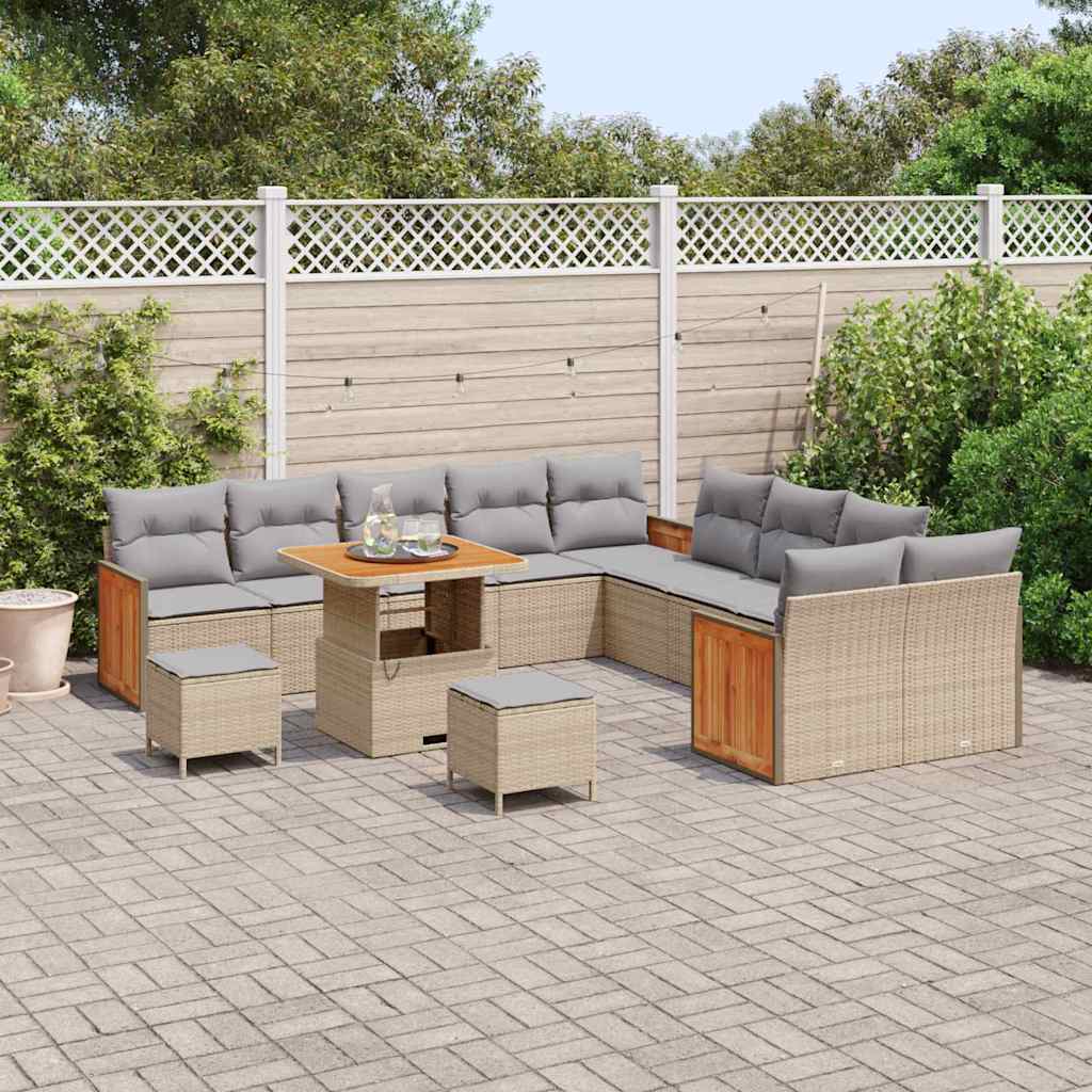 Set Divano da Giardino 13 pcs Beige e Grigio Chiaro