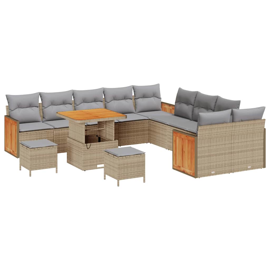 Set Divano da Giardino 13 pcs Beige e Grigio Chiaro