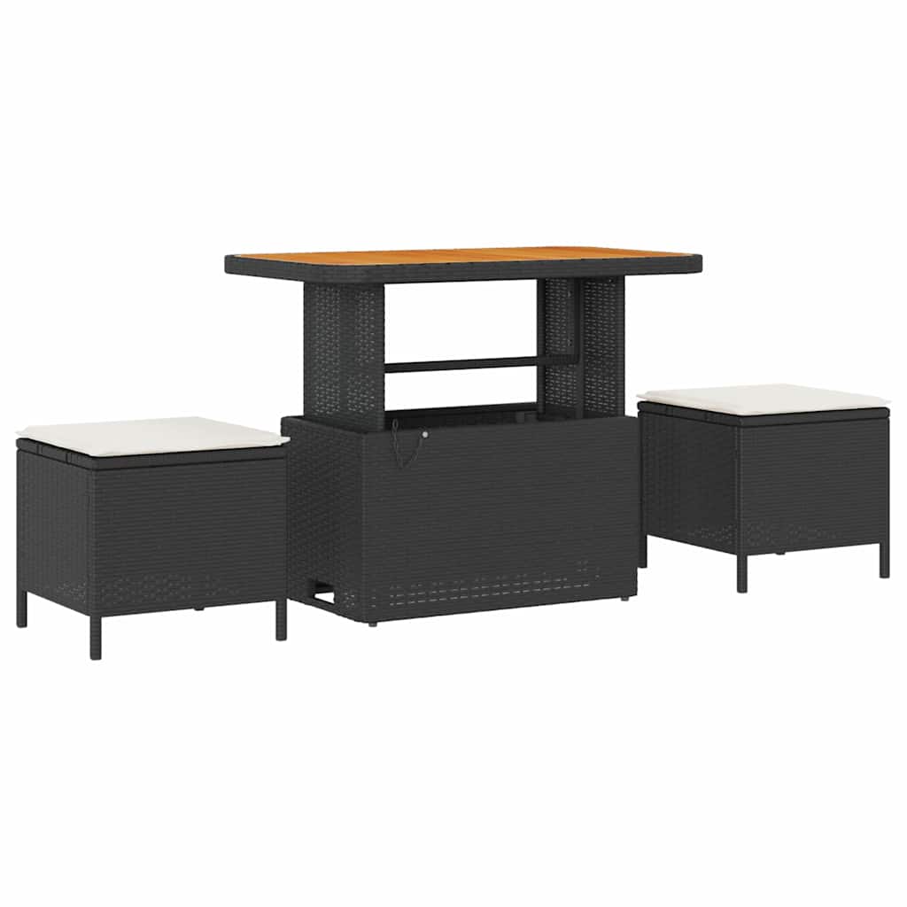 Set Divano da Giardino 13 pcs Nero e Crema 90 x 55 x 71 cm