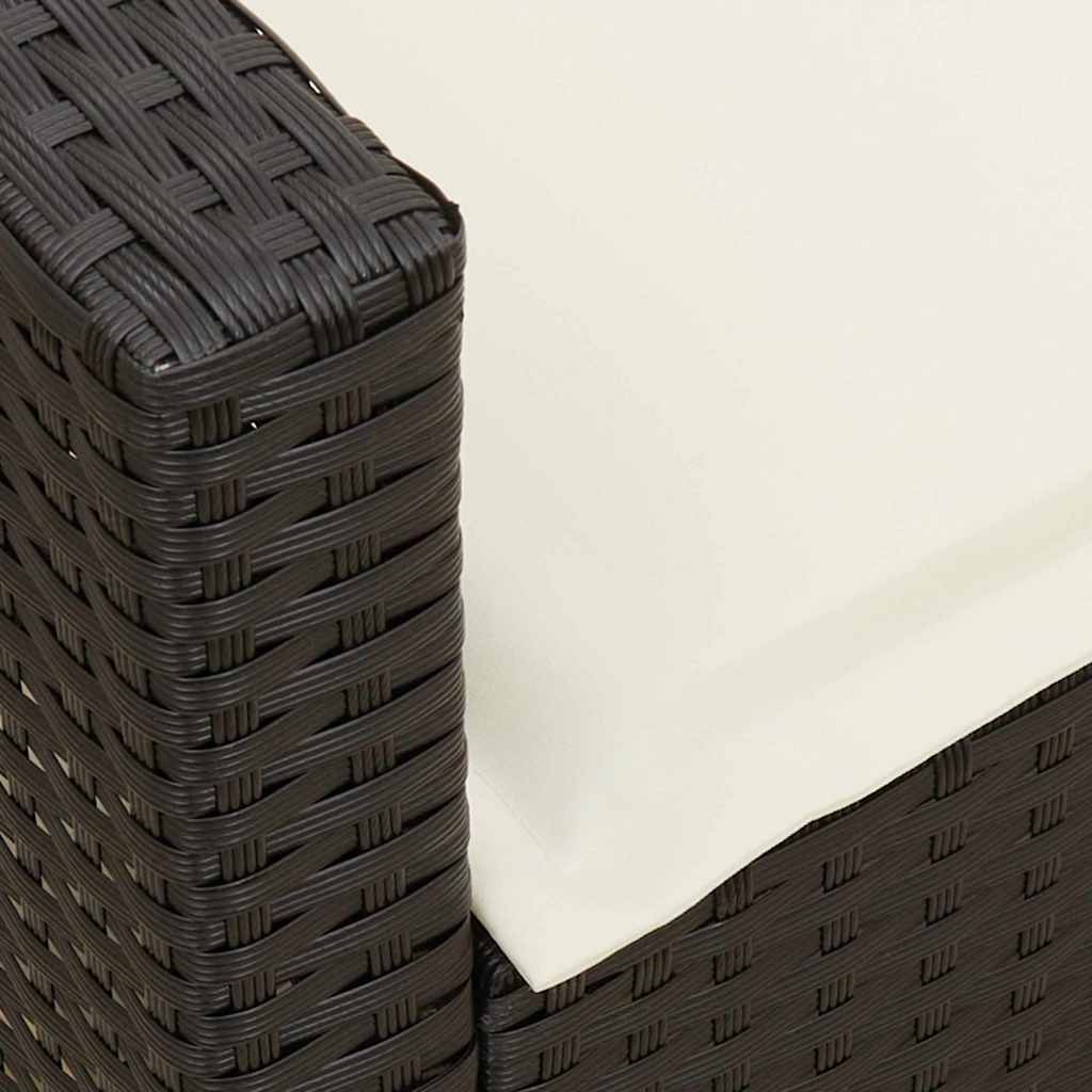 Set Divani da Giardino 4 pz con Cuscini Forma L Polyrattan Nero
