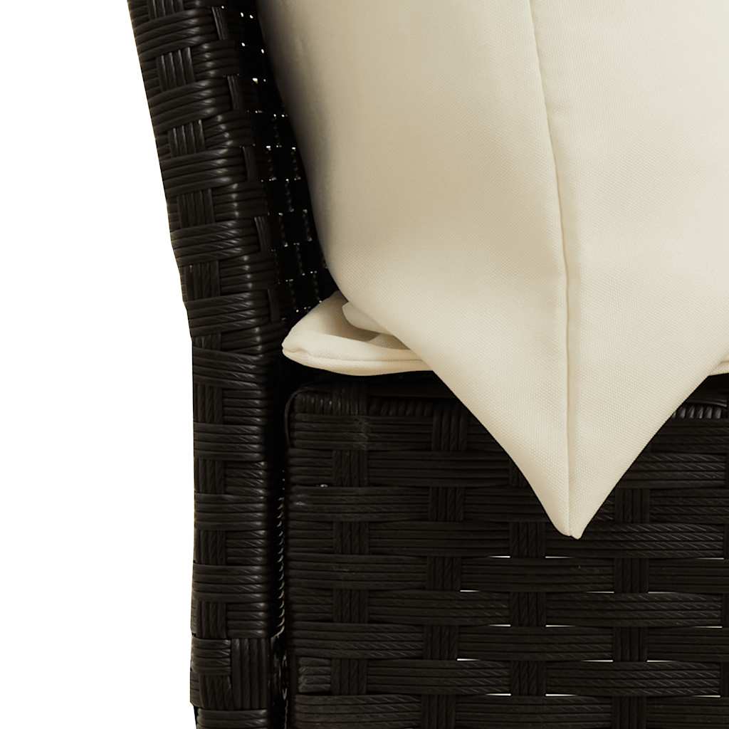 Set Divani da Giardino 5 pz con Cuscini in Polyrattan Nero