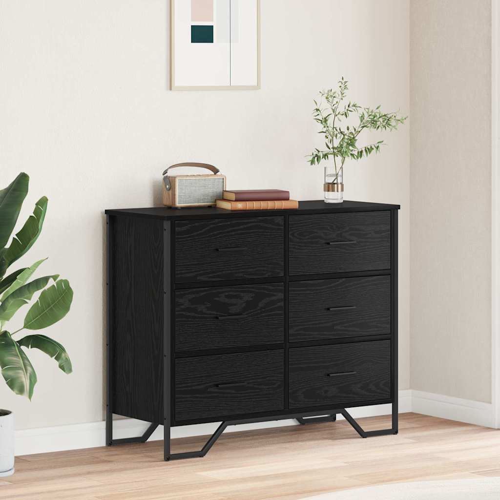 Cassettiera Rovere nero 91 x 35.5 x 74.5 cm Legno multistrato