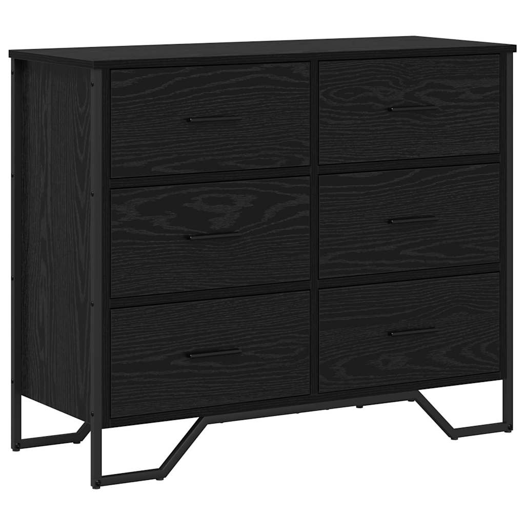 Cassettiera Rovere nero 91 x 35.5 x 74.5 cm Legno multistrato